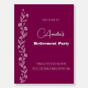 Modern doodle retirement daisy red wine foam board