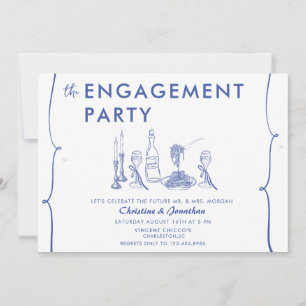 Modern Doodle Whimsical Engagement Party Invitation