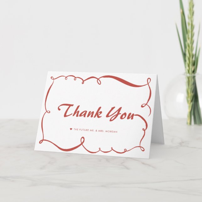 Modern Doodle Whimsical Thank You Cards (Front)