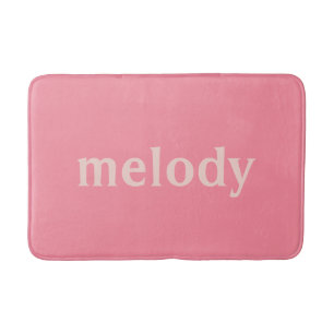 Modern dorm room pink name bath mat
