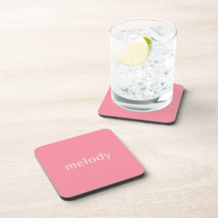 Modern dorm room pink name  beverage coaster