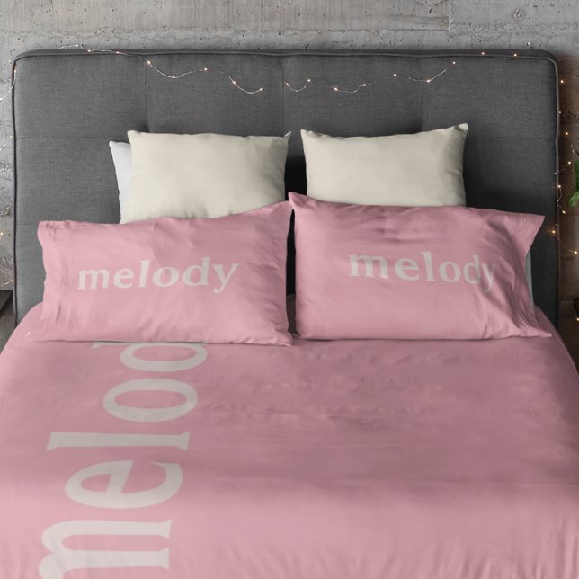Modern dorm room pink name  pillow case (Creator Uploaded)