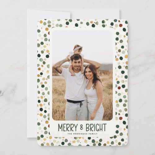 Modern Dot Frame Family Photo Christmas Holiday Card