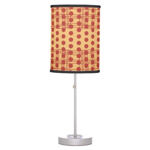 Modern Dot Grid Pattern Apricot Red  Table Lamp