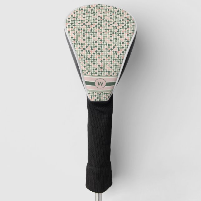 Modern Dot Pattern Monogrammed Golf Head Cover (Front)