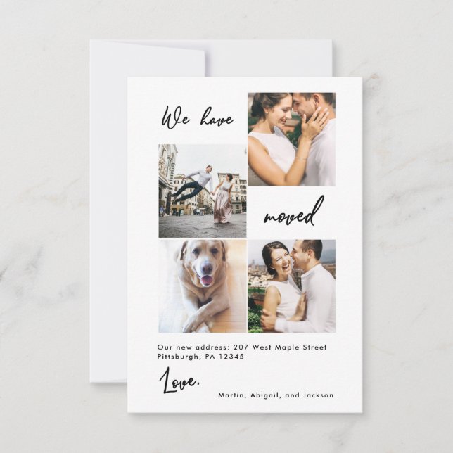 Modern Dots Black Change of Address Photo Thank You Card (Front)