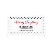 Modern Dots Border Merry Everything Address Label