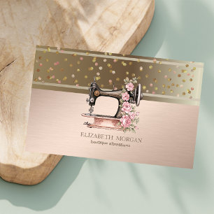Modern Dots Confetti Floral Sewing Machine Business Card