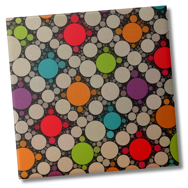 Modern Dots Contemporary Circles Ceramic Tile (Contemporary Circles Modern Polka Dot Pattern Ceramic Tile)