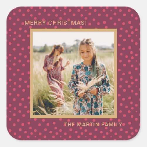 Modern Dots Holiday Photo Square Sticker