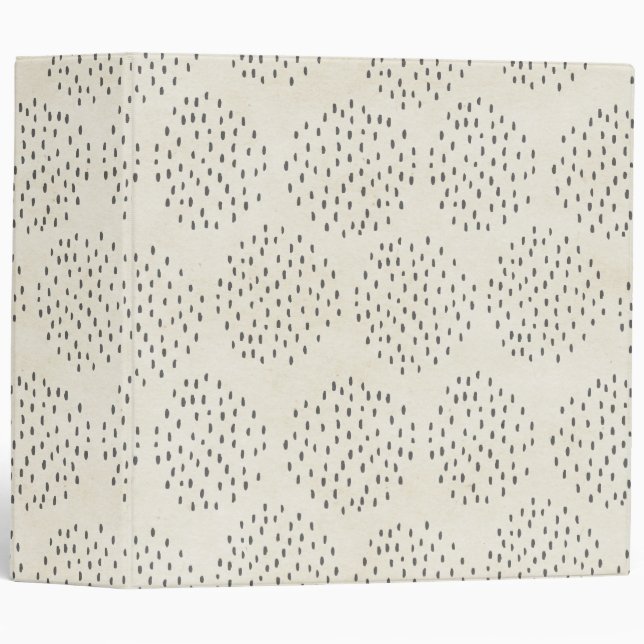 Modern Dots Ivory & Black Tiny Dot Print 3 Ring Binder (Front/Spine)