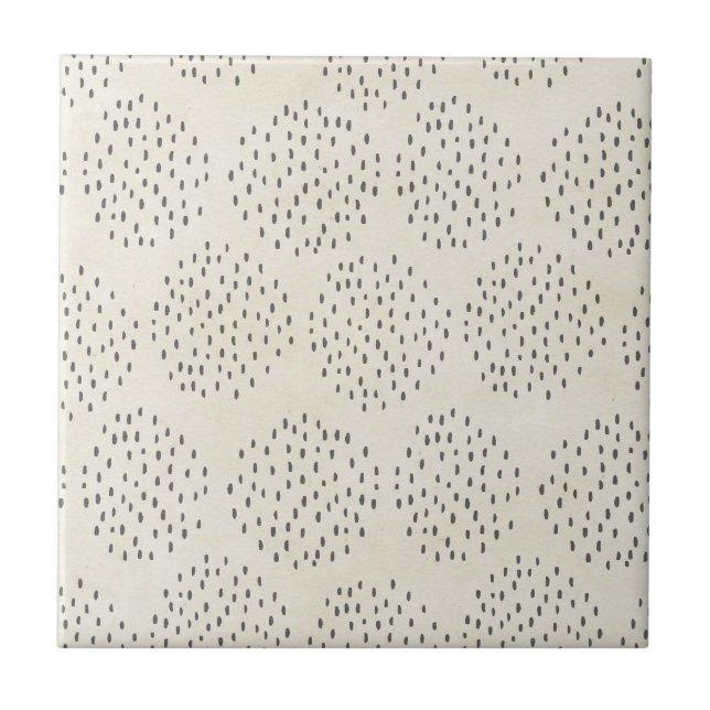 Modern Dots Ivory & Black Tiny Dot Print Ceramic Tile (Front)
