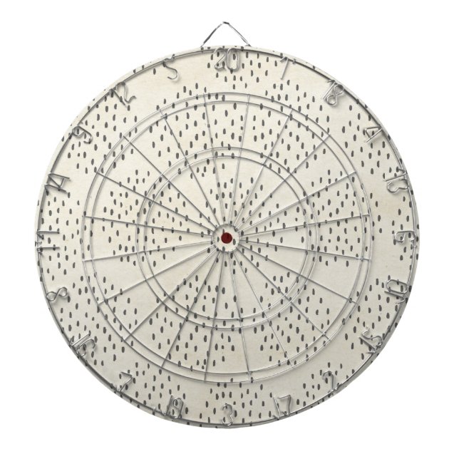 Modern Dots Ivory & Black Tiny Dot Print Dart Board (Front)