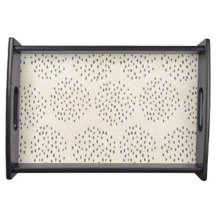 Modern Dots Ivory & Black Tiny Dot Print Serving Tray