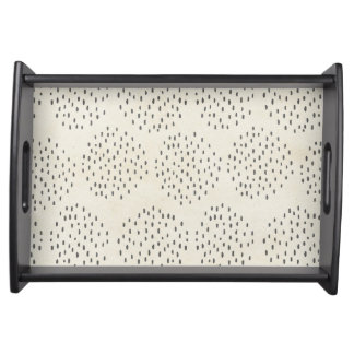 Modern Dots Ivory & Black Tiny Dot Print Serving Tray