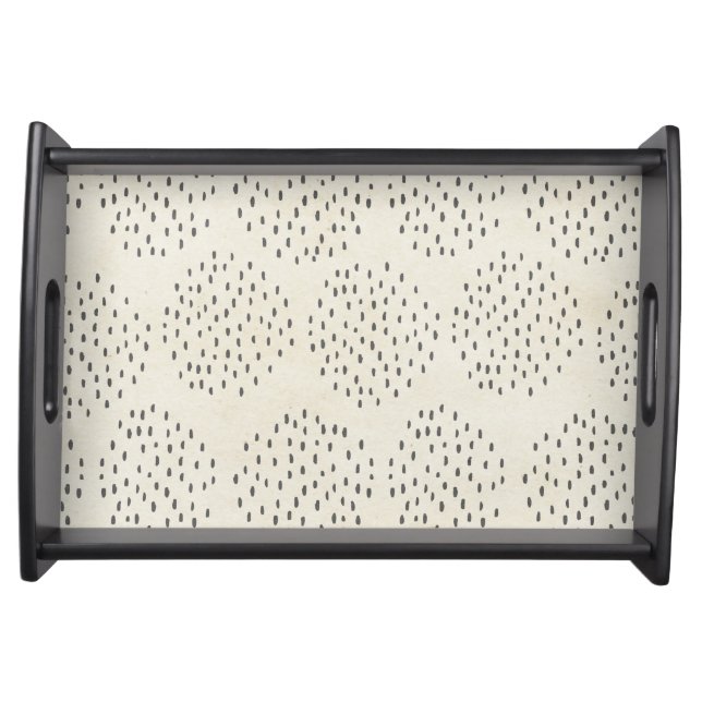 Modern Dots Ivory & Black Tiny Dot Print Serving Tray (Front)