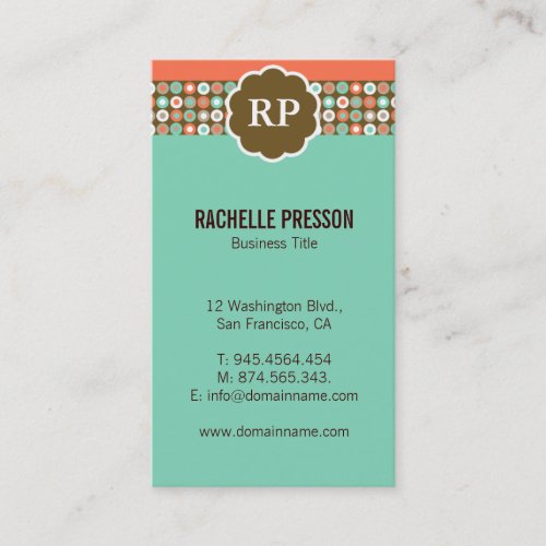 Modern Dots Monogram Custom Business Cards