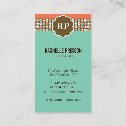 Customizable Modern Dots Monogram Custom Business Cards
