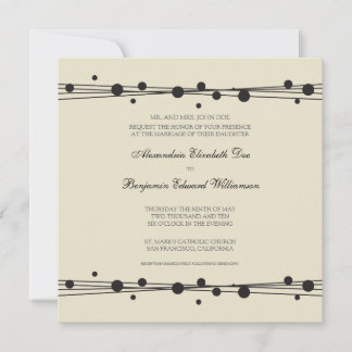 Modern Dots & Straw Wedding Invitation 2 (black)