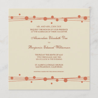 Modern Dots & Straw Wedding Invitation 2 (coral)