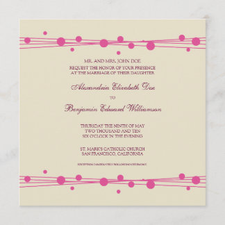 Modern Dots & Straw Wedding Invitation 2 (fuschia)