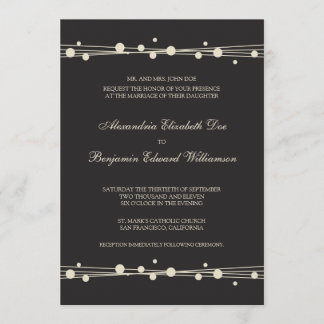 Modern Dots & Straw Wedding Invitation (black)