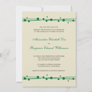 Modern Dots & Straw Wedding Invitation (green)