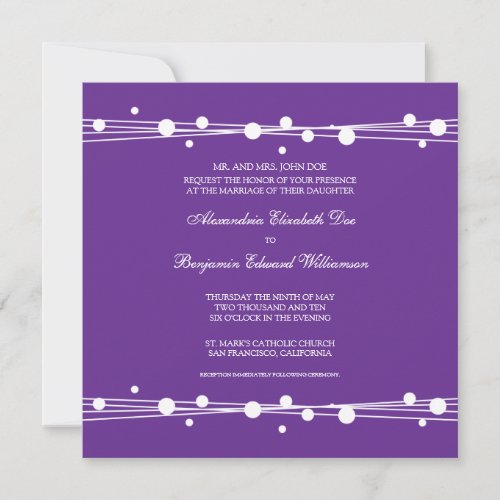 Modern Dots &amp; Straw Wedding Invitation (purple)