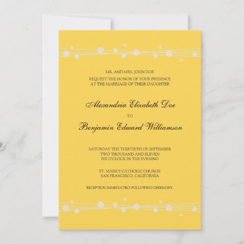 Modern Dots  Straw Wedding Invitation yellow