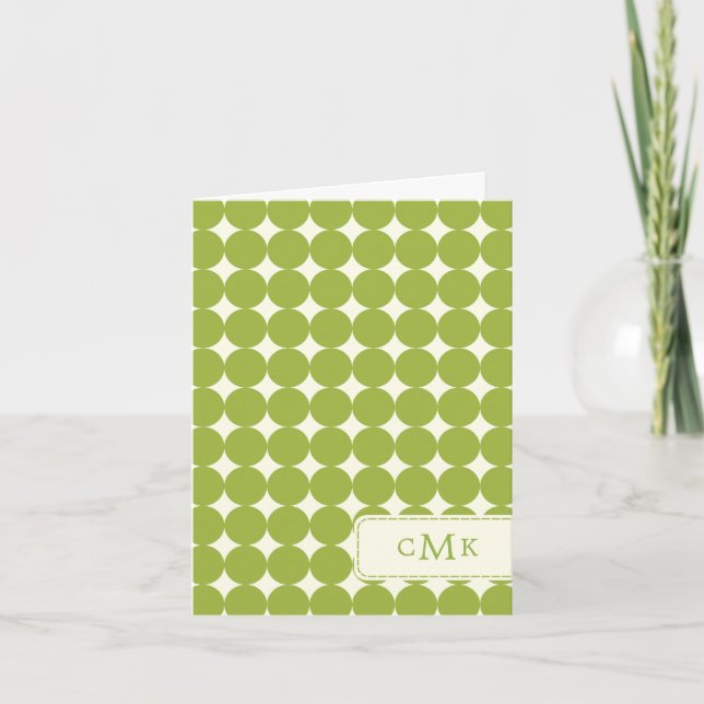 Modern Dots Thank You Card - Green (Front)
