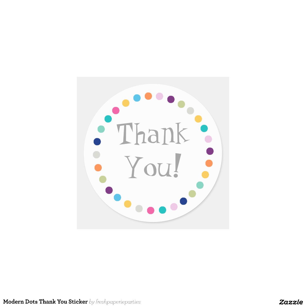 Modern Dots Thank You Sticker | Zazzle