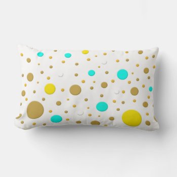 Modern Dots Turquoise Yellow White Gold Fun Design Lumbar Pillow by MHDesignStudio at Zazzle