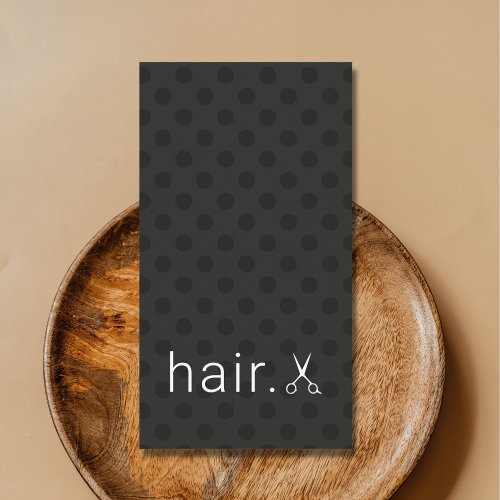 Modern Dotted Black White Scissors Hairstylist Business Card