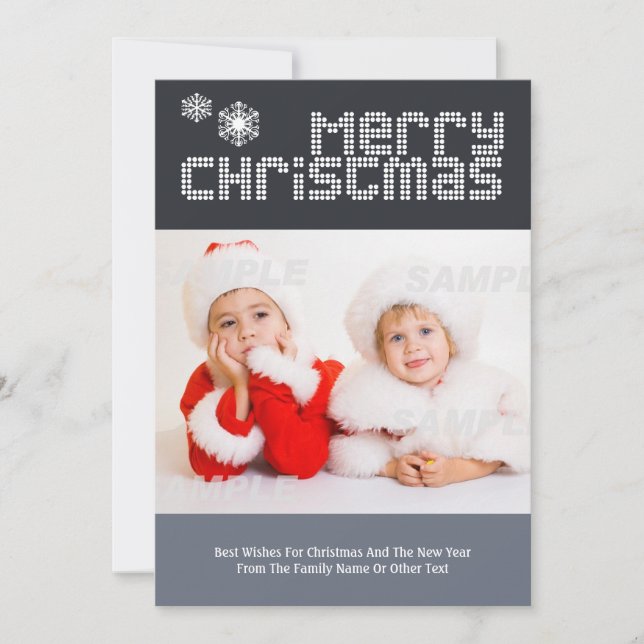 Modern Dotted Text Christmas Photo Template (Front)