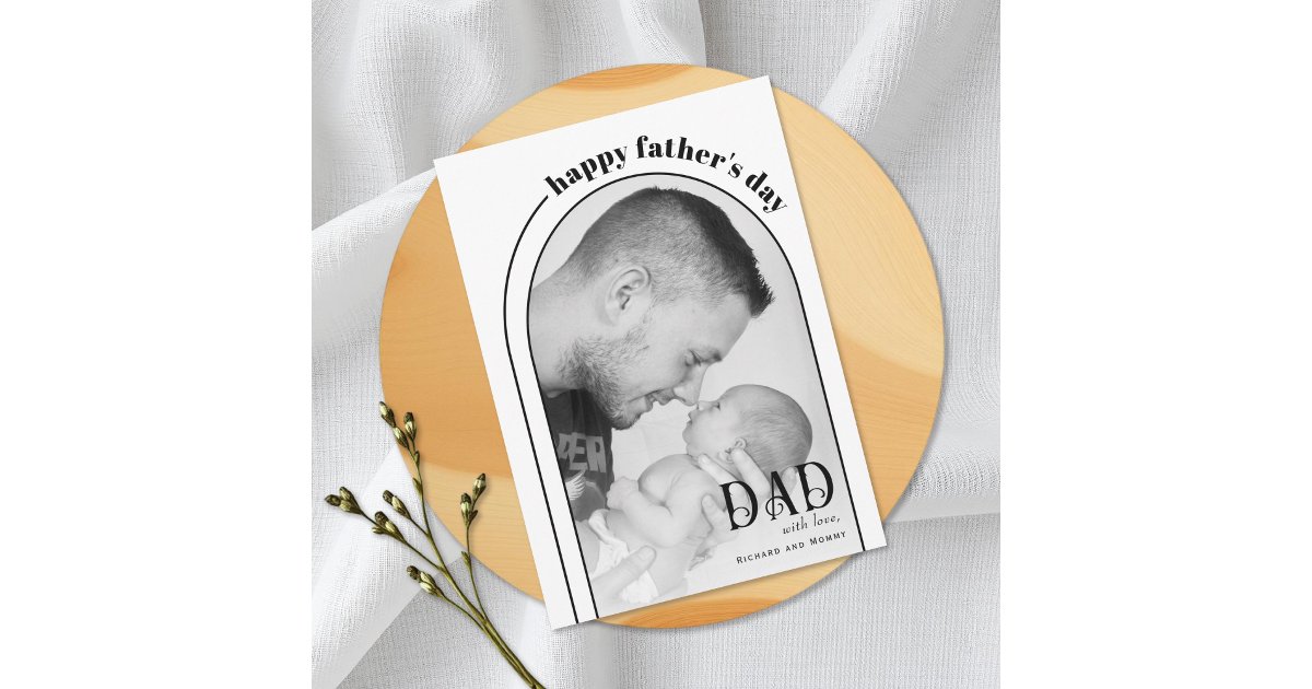 Dad Arch Modern double arch Happy Father's Day photo Holiday Card | Zazzle