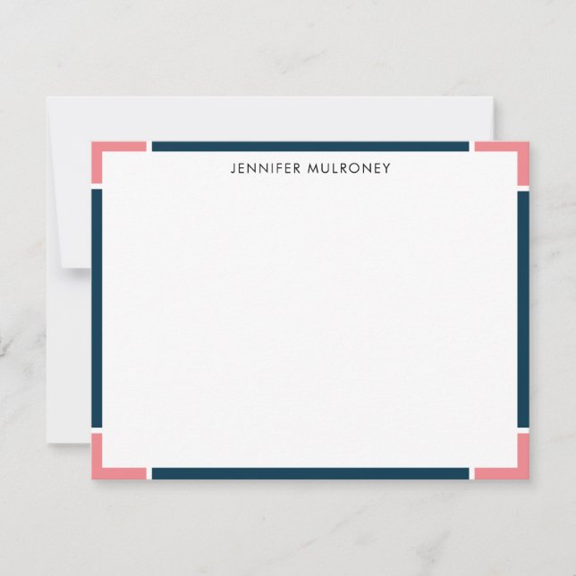 Modern Double Border Personal  Note Card (Front)