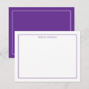 Modern Double Border Purple Stationery Note Card