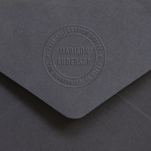 Modern Double Border Round Return Address Embosser