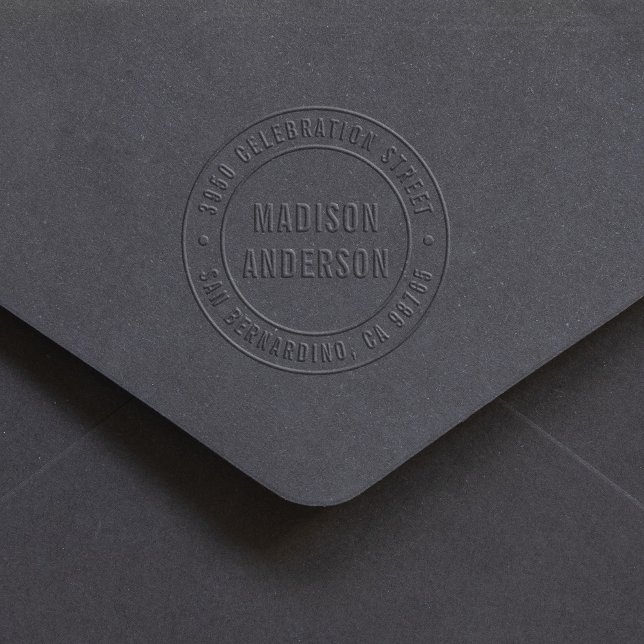 Modern Double Border Round Return Address Embosser (Creator Uploaded)