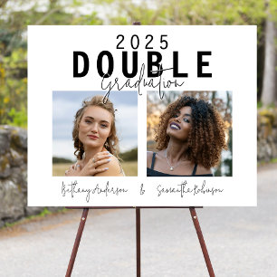 Modern Double Celebration 2 Photo Graduation Foam Board