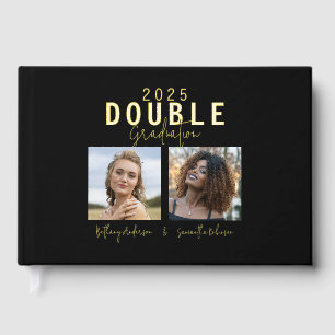 Modern Double Celebration Graduation Foil Guest Book