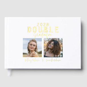 Modern Double Celebration Graduation Foil Guest Book