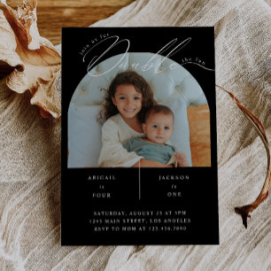 Modern Double Celebration Photo Birthday Party Invitation