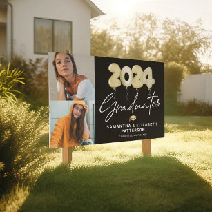 Modern Double Graduation 2024 Photo Sign
