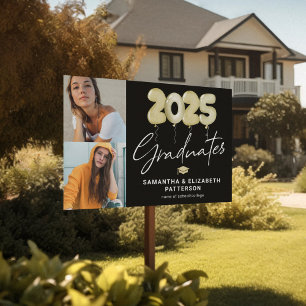 Modern Double Graduation 2025 Photo Sign