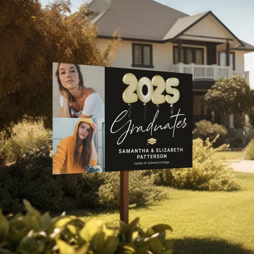 Modern Double Graduation 2025 Photo Sign