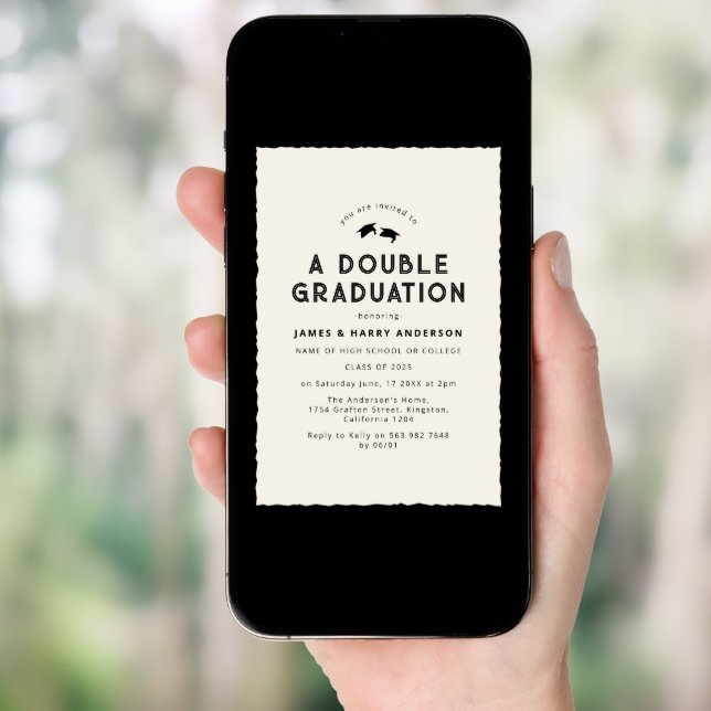 Modern Double Graduation Party Invitation (Front Digital)