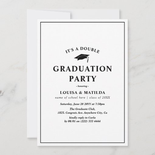 Modern Double Graduation Party Photo Collage Invitation | Zazzle