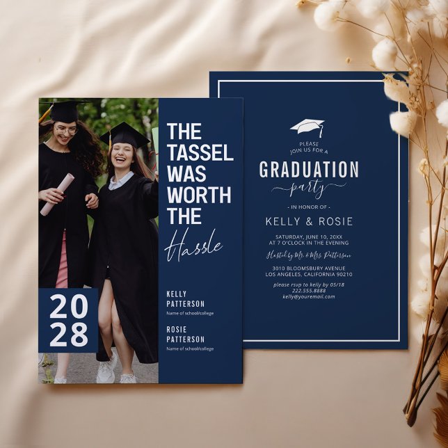 Modern Double Graduation Photo Party Invitation (Creator Uploaded)