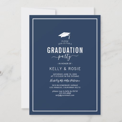 Modern Double Graduation Photo Party Invitation | Zazzle